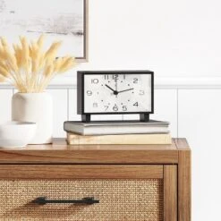 6" Rectangle Mantel Clock Black - Threshold™